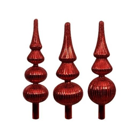 PUNTALE ALBERO VETRO H.31CM. ROSSO 3 ASSORTITI